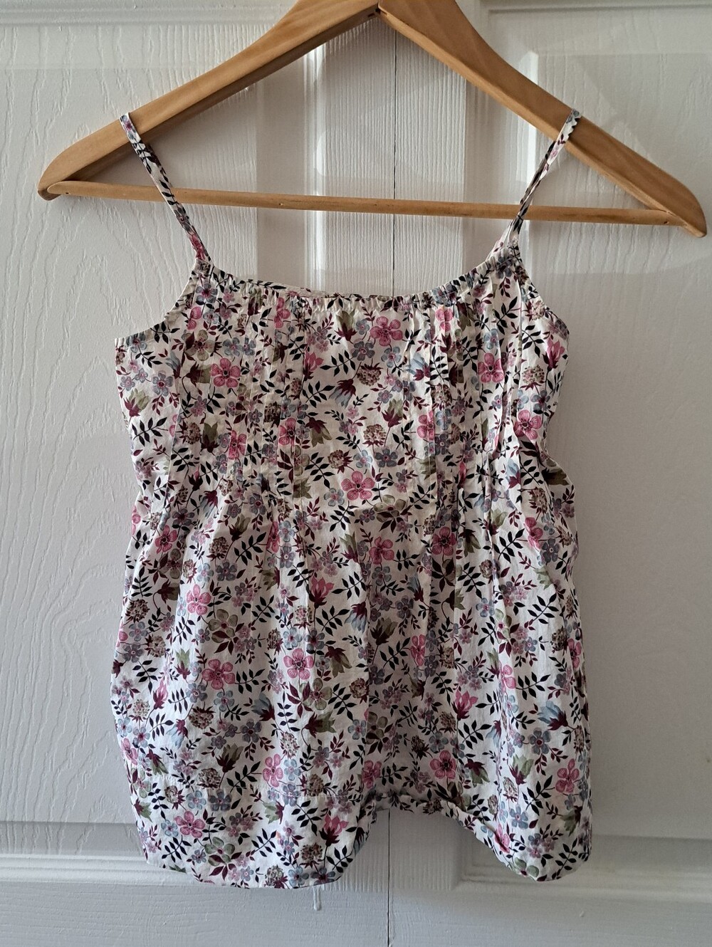 Girls' Floral Spaghetti-Strap Camisole Top - White with Pink Floral